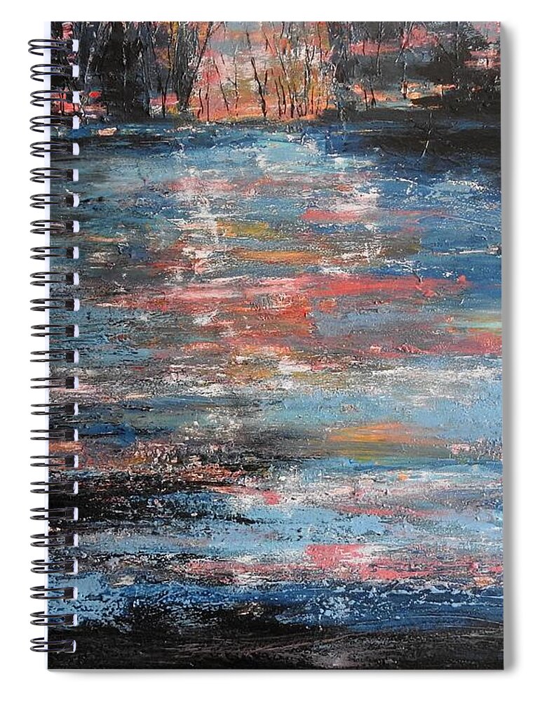 Acrylic Spiral Notebook featuring the painting Sunset Shadows by Petra Burgmann