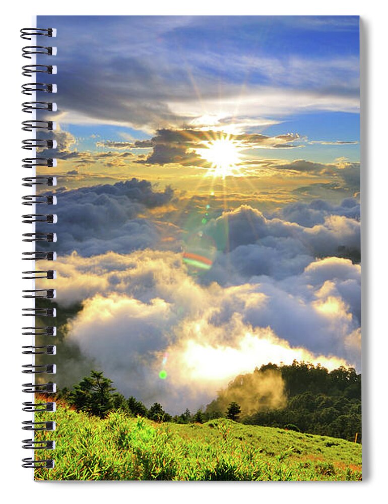 Grass Spiral Notebook featuring the photograph Sunset With Clouds by Photo By Vincent Ting
