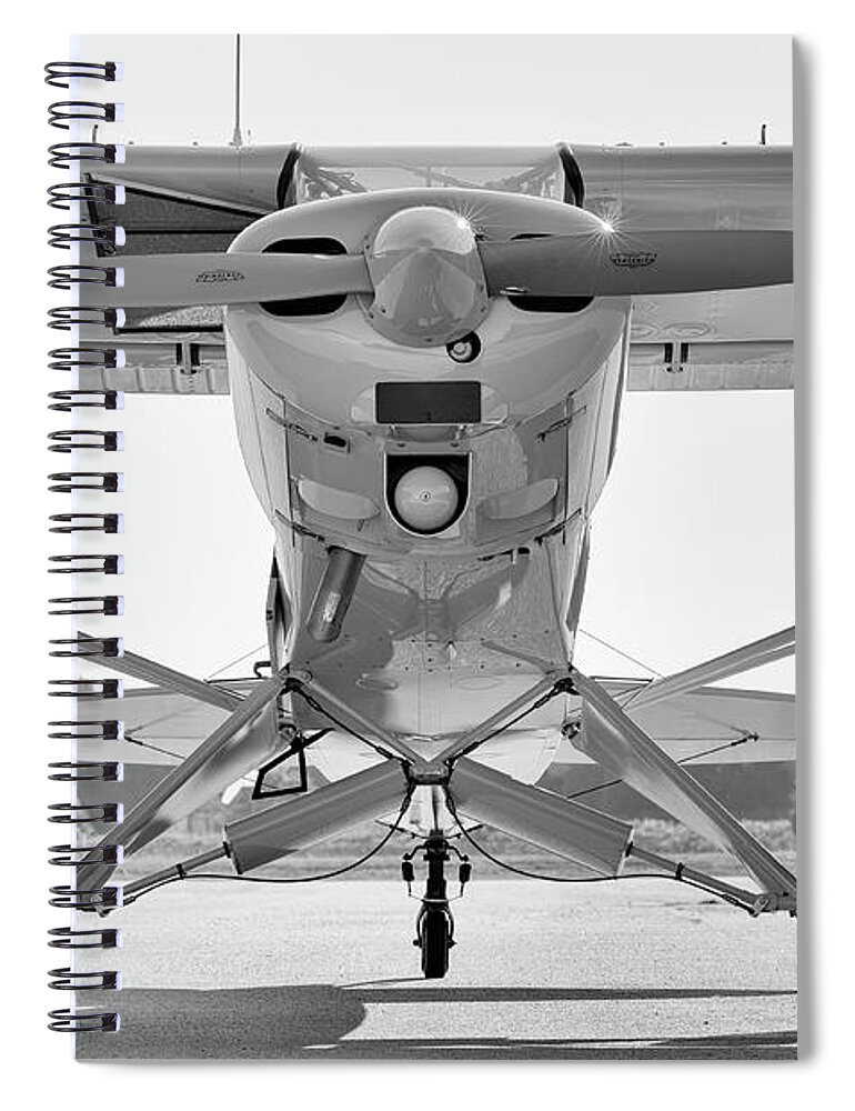 Piper Spiral Notebook featuring the photograph Super Cub in Black and White by Chris Buff