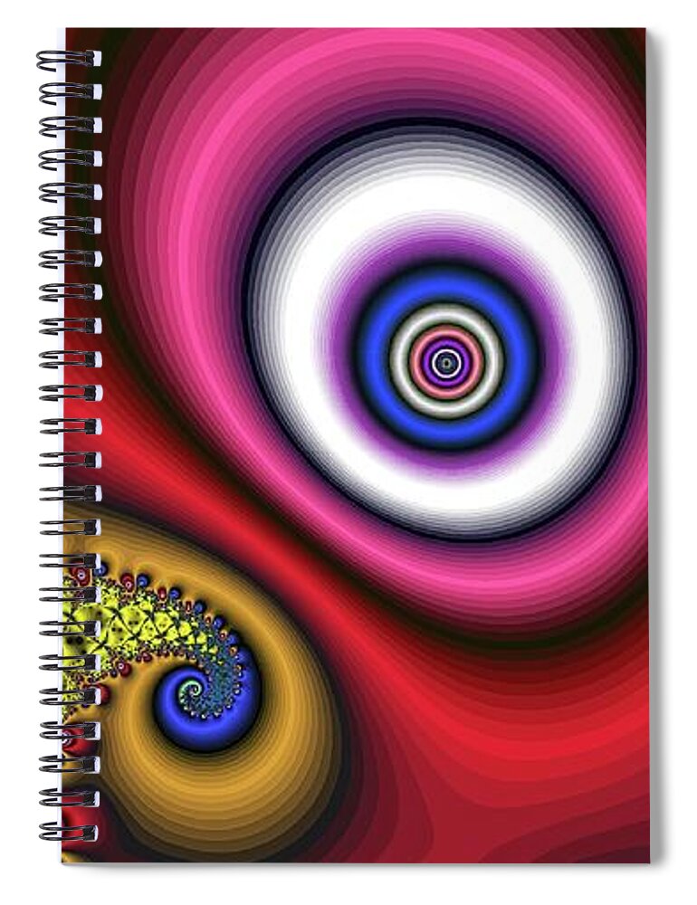 Fractal Spiral Notebook featuring the digital art Super Hurricane Eye Red by Don Northup