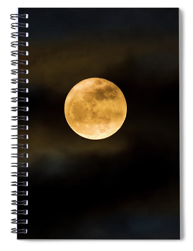 Supermoon Spiral Notebook featuring the photograph Super Moon Seen Through The Clouds by Diane Labombarbe