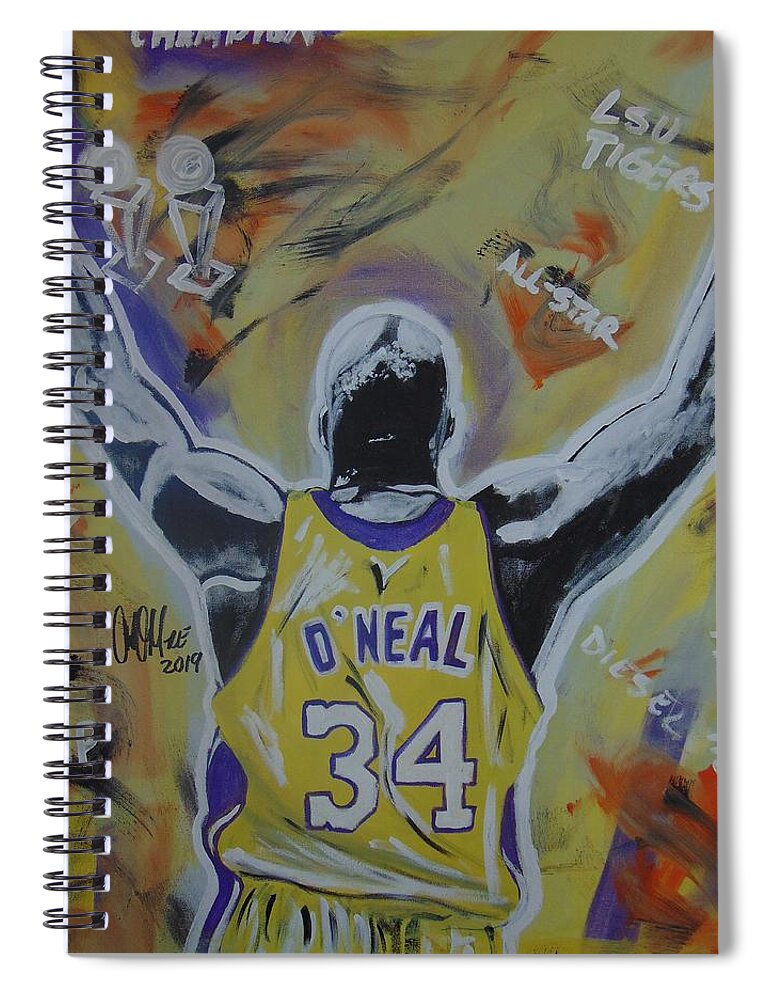 Shaq Spiral Notebook featuring the painting Super Shaq by Antonio Moore