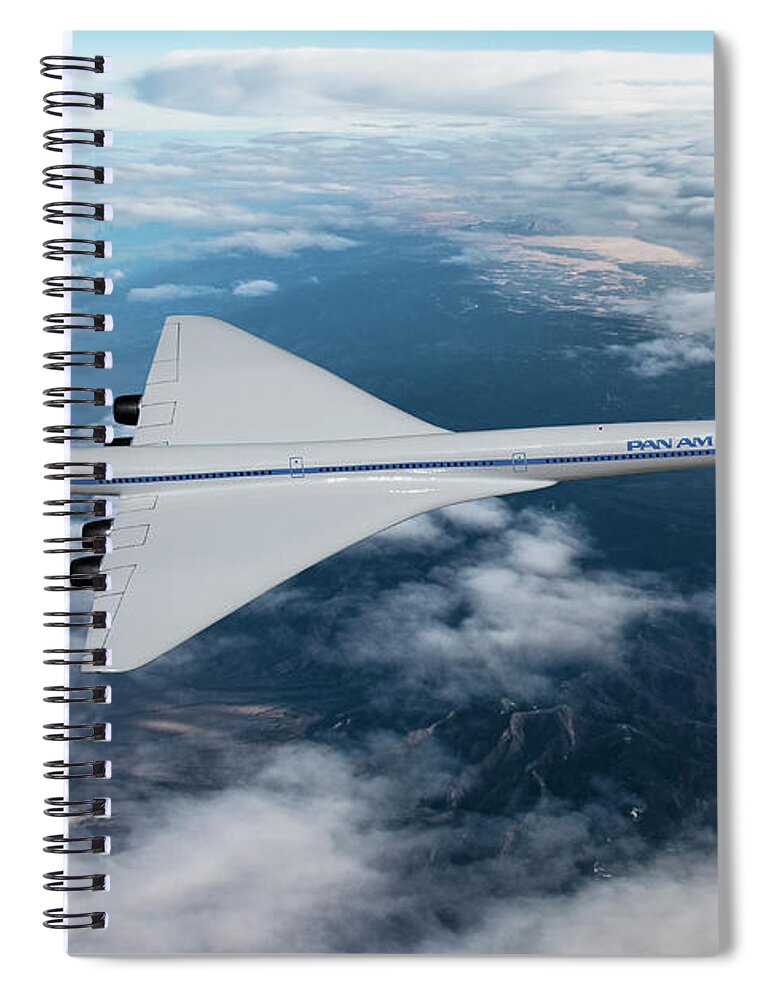 Pan American World Airways Spiral Notebook featuring the digital art Supersonic Pan American by Erik Simonsen