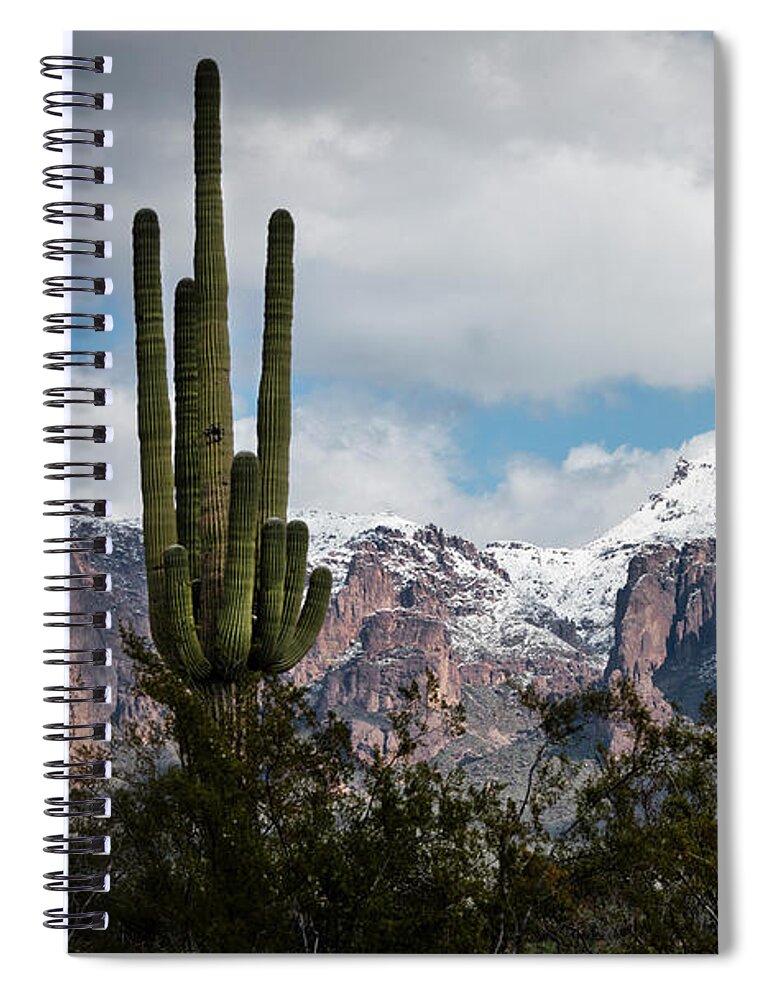 Arizona Spiral Notebook featuring the photograph Superstition Snow Day by Saija Lehtonen