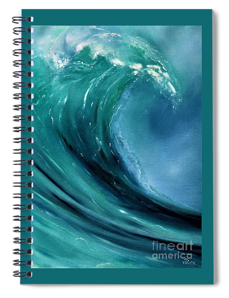 Surf Spiral Notebook featuring the painting Surfs Up 3 by Tracey Lee Cassin
