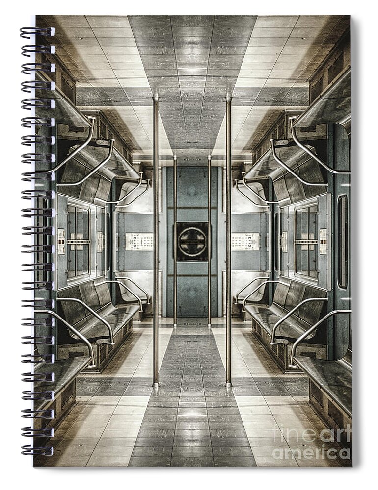Subway Spiral Notebook featuring the digital art Surreal Subway Seats by Phil Perkins