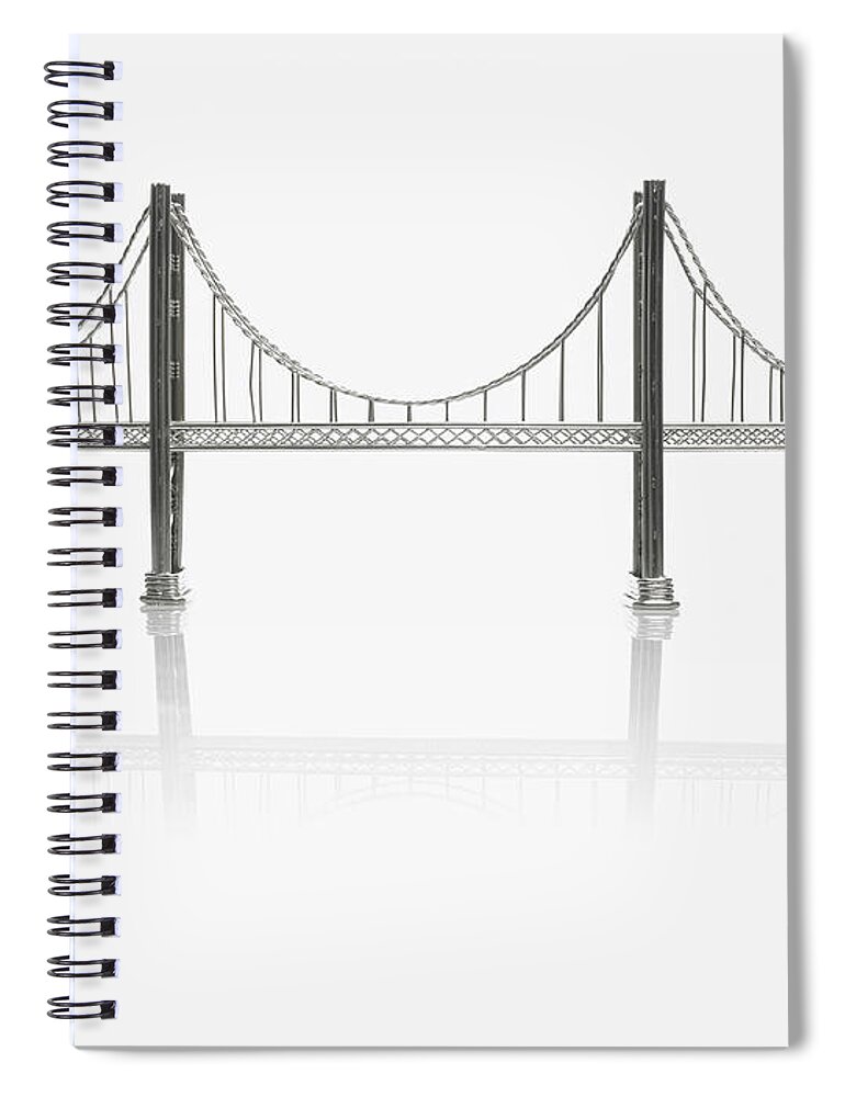 Architectural Model Spiral Notebook featuring the photograph Suspension Bridge by David Arky
