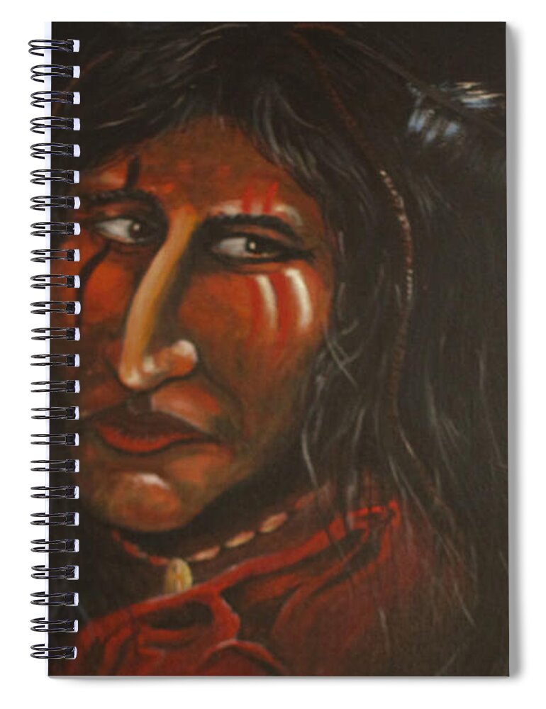 American Indian Warrior Spiral Notebook featuring the painting Suspicion or Uncertainty by Philip And Robbie Bracco