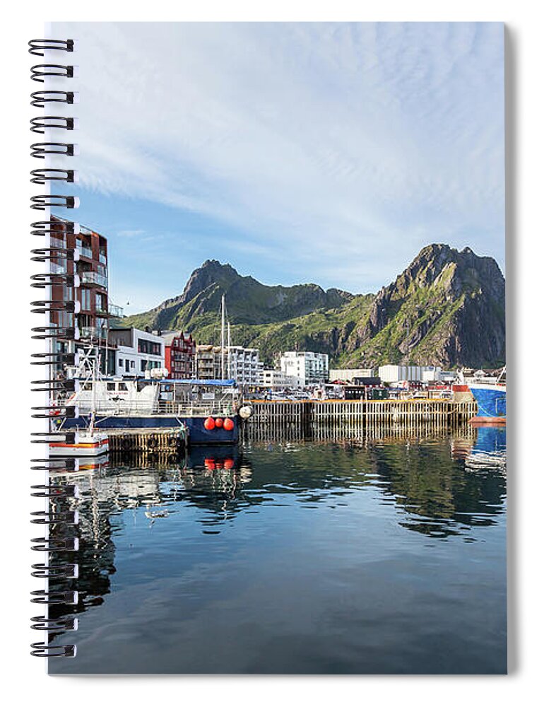 Archipelago Spiral Notebook featuring the photograph Svolvær, The Capital Of Lofoten, Norway by Maria Swärd