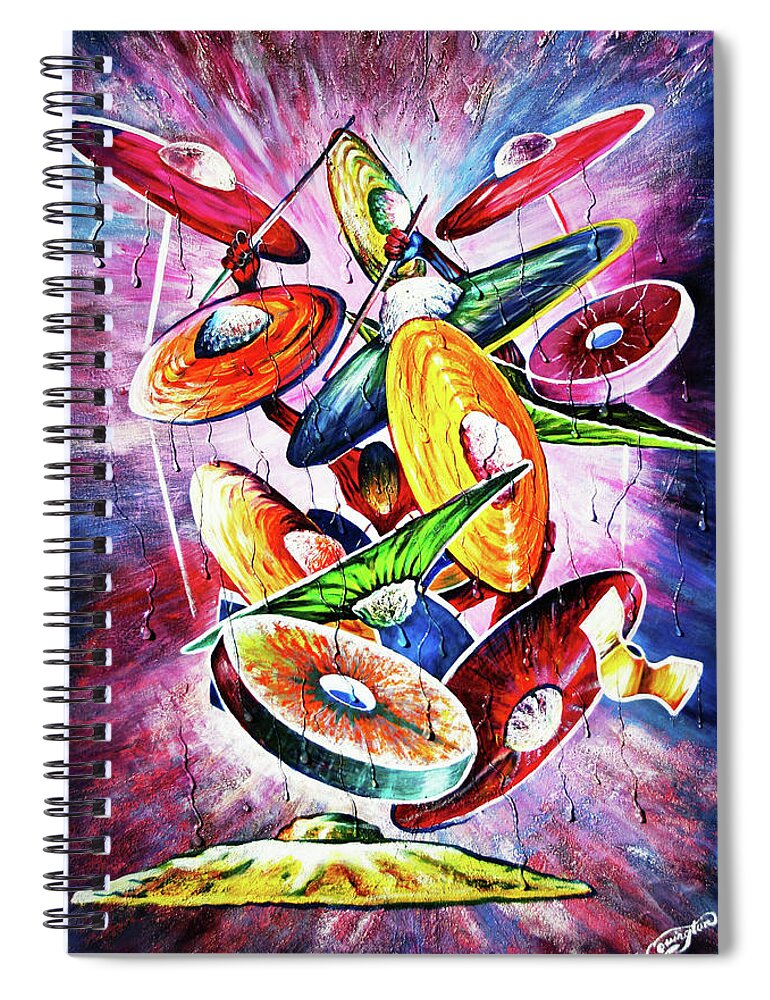 Drummer Spiral Notebook featuring the painting Sweat by Arthur Covington