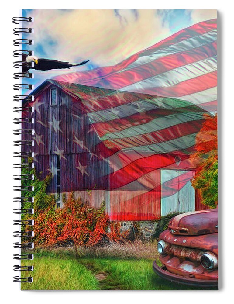 1951 Spiral Notebook featuring the photograph Sweet Land of Liberty Watercolor Painting by Debra and Dave Vanderlaan