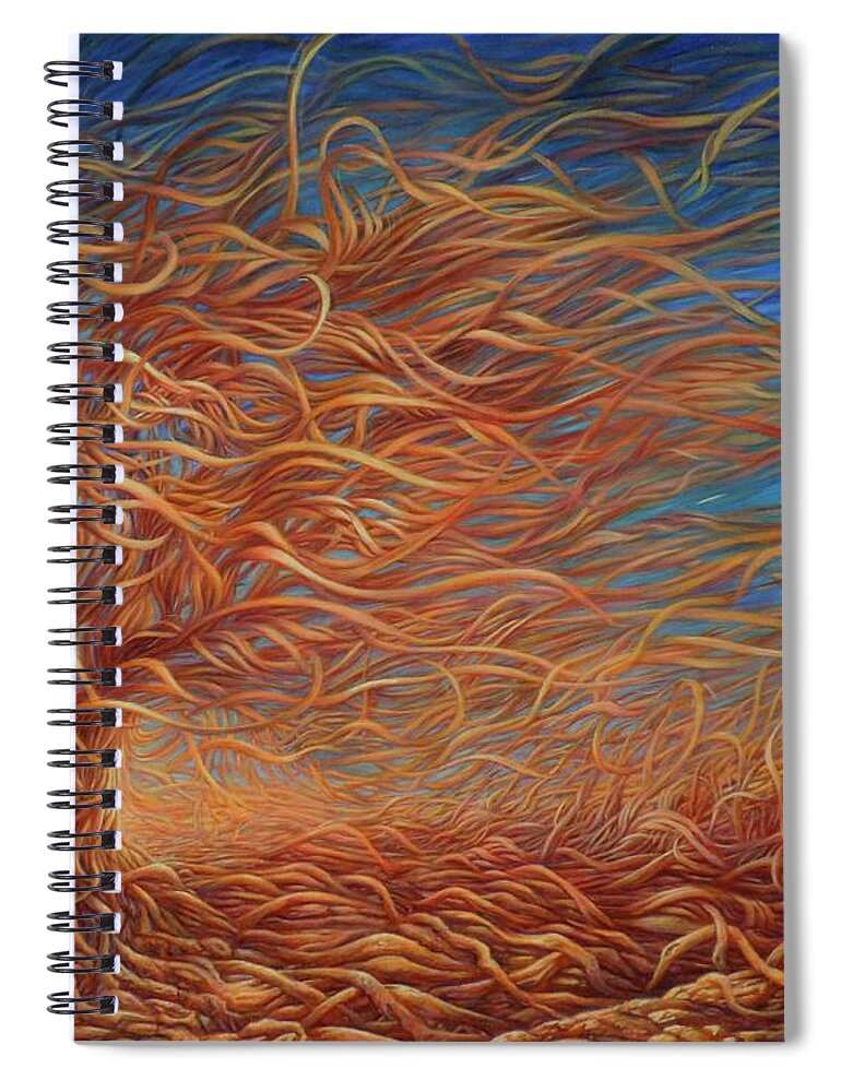 Tree Spiral Notebook featuring the painting Swirly Tree 2 by Hans Droog