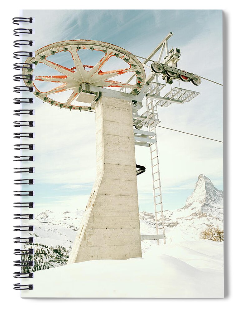 Skiing Spiral Notebook featuring the photograph Switzerland, Zermatt, Ski Lift Pulley by Tim Macpherson