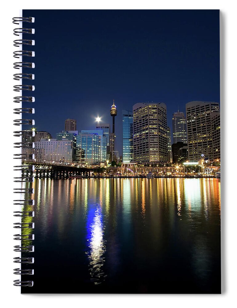 Scenics Spiral Notebook featuring the photograph Sydney Darling Harbour Twilight by Matejay