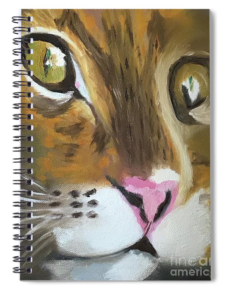 Original Art Work Spiral Notebook featuring the painting Tabby Kat by Theresa Honeycheck