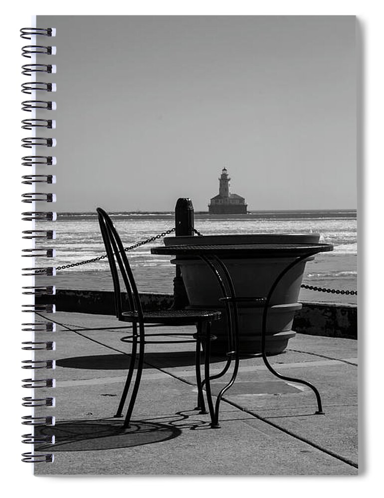 Table Spiral Notebook featuring the photograph Table for one bw by Stuart Manning