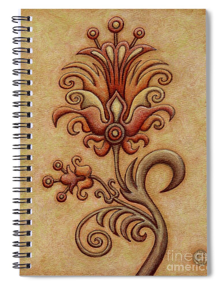 Floral Spiral Notebook featuring the painting Tapestry Flower 7 by Amy E Fraser