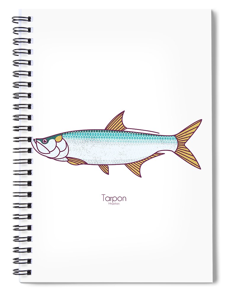 Tarpon Spiral Notebook featuring the digital art Tarpon by Kevin Putman