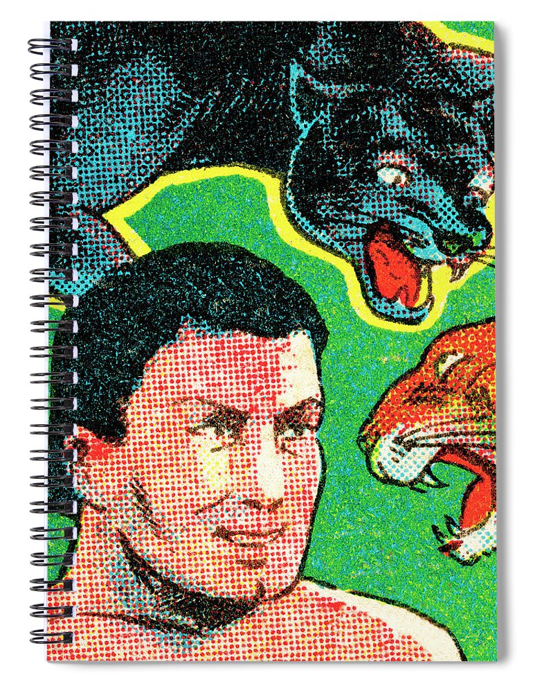 Adult Spiral Notebook featuring the drawing Tarzan and animals by CSA Images