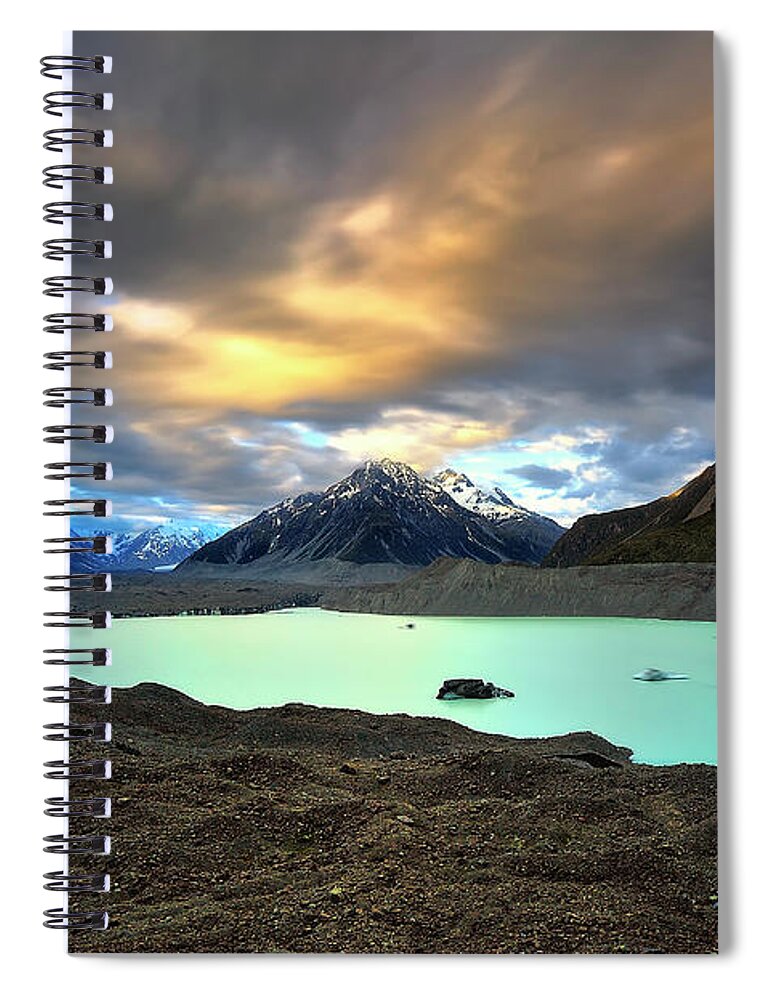 Tranquility Spiral Notebook featuring the photograph Tasman Glazier, Mt. Cook by Atomiczen