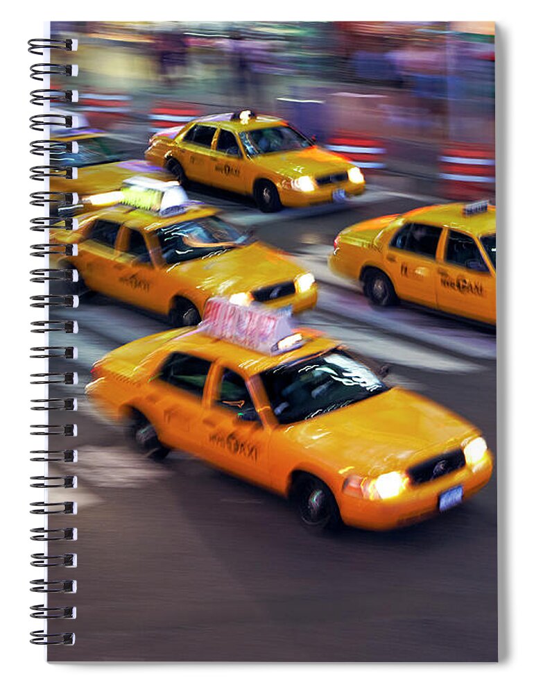 Blurred Motion Spiral Notebook featuring the photograph Taxis by Allan Baxter