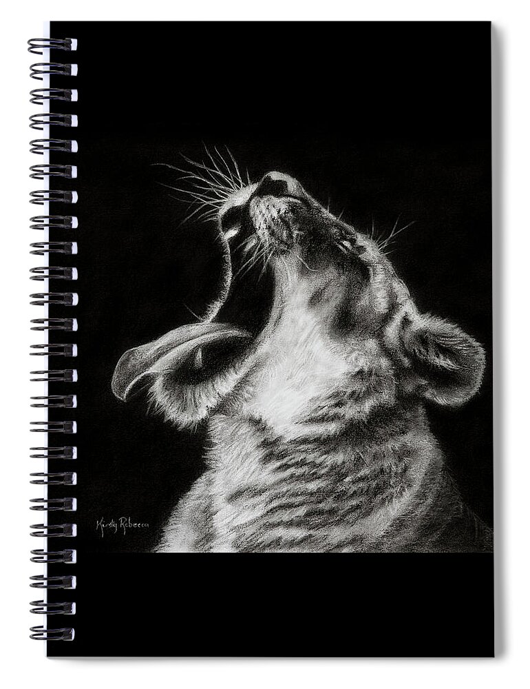 Lioness Spiral Notebook featuring the drawing Hard Day by Kirsty Rebecca