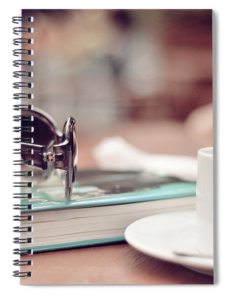 Refreshment Spiral Notebook featuring the photograph Tea, Book, And Sunglasses by Eka Johnson Photography