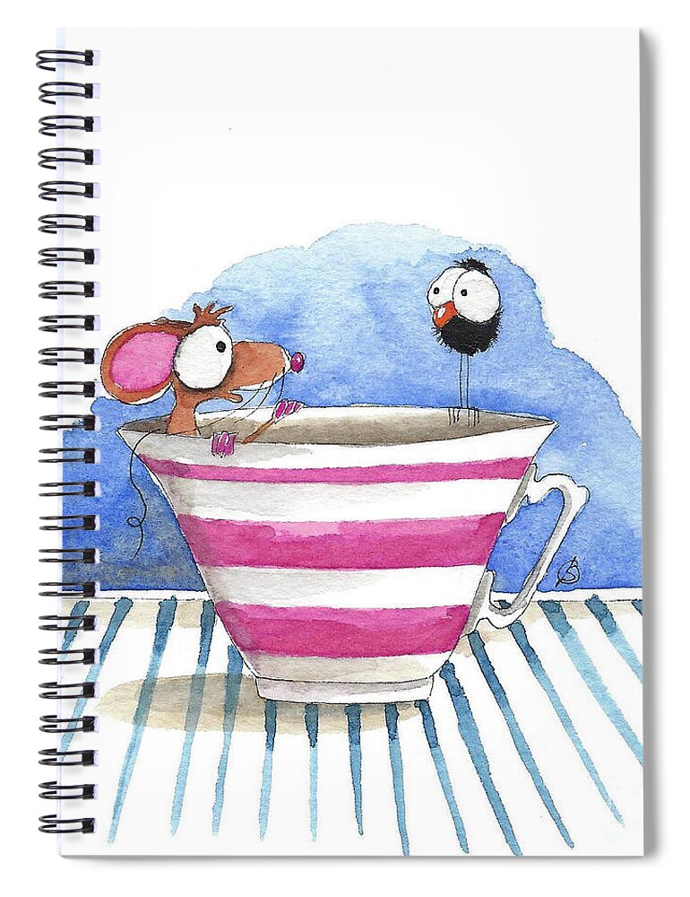 Mouse Spiral Notebook featuring the painting Tea Cup Conversations by Lucia Stewart