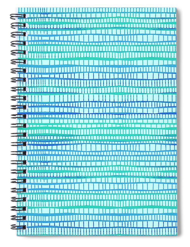 Pattern Spiral Notebook featuring the painting Teal Mosaic Pattern by Jen Montgomery