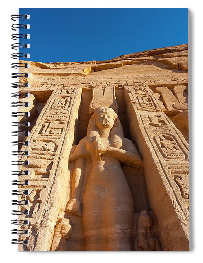 Statue Spiral Notebook featuring the photograph Temple Of Hathor, Abu Simbel, Egypt by Nico Tondini