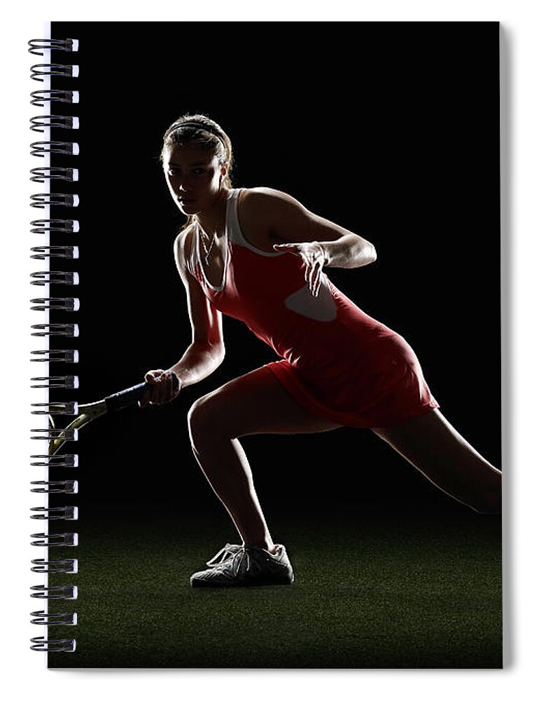 People Spiral Notebook featuring the photograph Tennis Player In Receiving Position by Lewis Mulatero