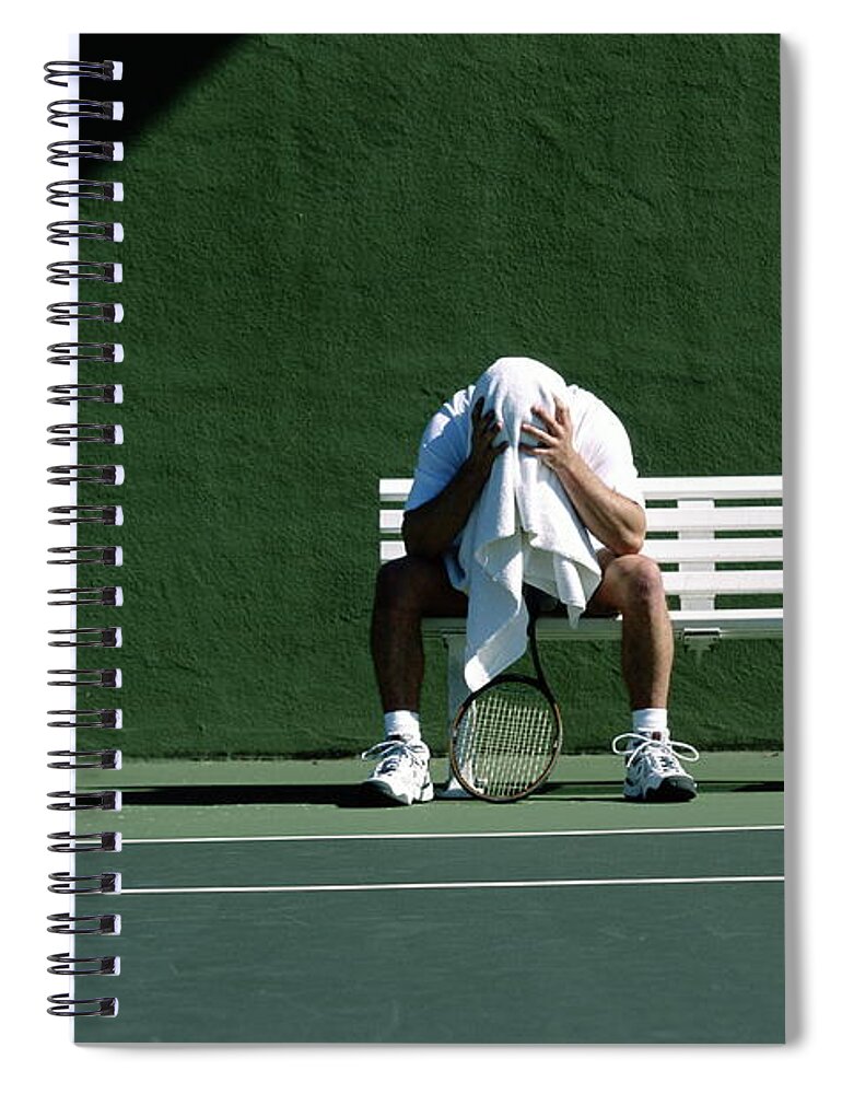 Tennis Spiral Notebook featuring the photograph Tennis Player On Bench by David Madison