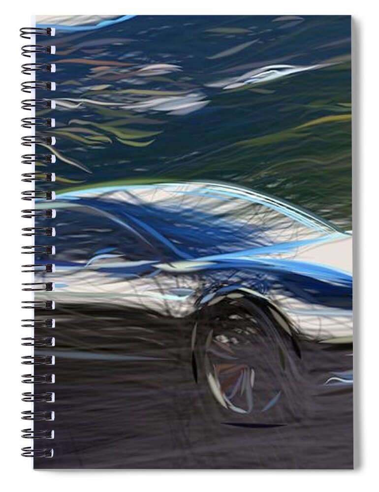 Tesla Spiral Notebook featuring the digital art Tesla Model 3 Prototype Draw by CarsToon Concept