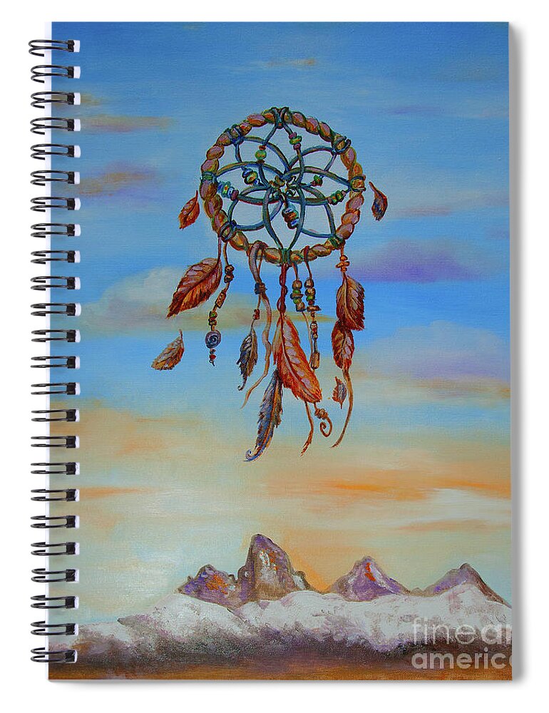 Dreamcatcher Spiral Notebook featuring the painting Teton Dreamcatcher by Shelley Myers