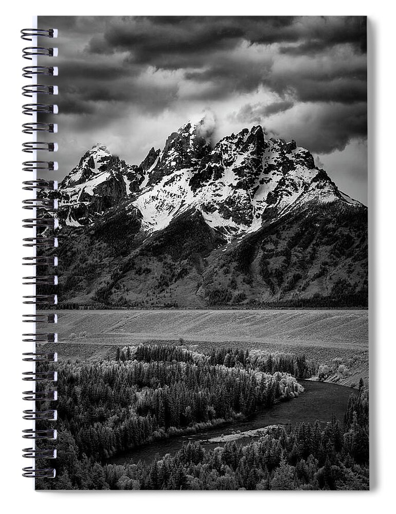 Tetons Spiral Notebook featuring the photograph Tetons over the Snake River II by Jon Glaser