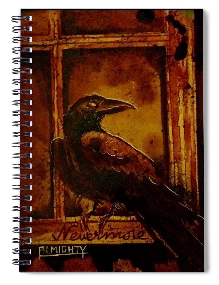 Ryanalmighty Spiral Notebook featuring the painting Th Raven - Nevermore by Ryan Almighty