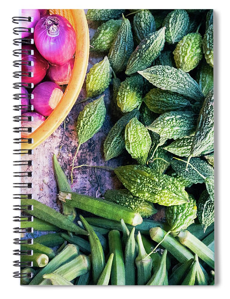 Asian Spiral Notebook featuring the photograph Thai Market Vegetables by Nicole Young