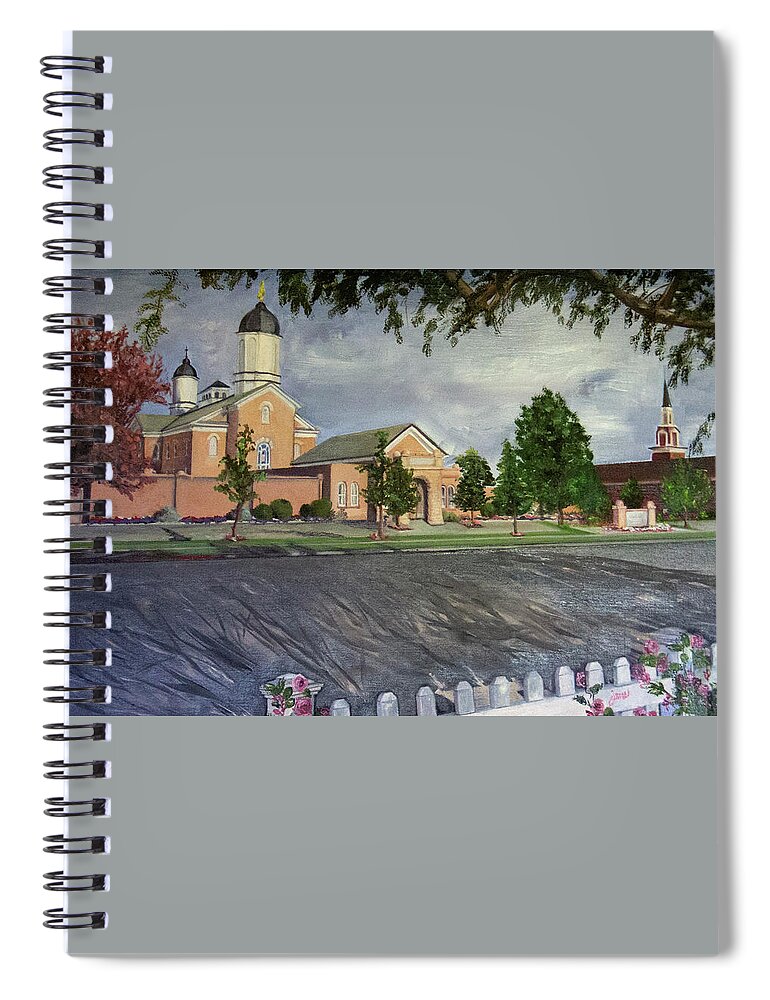 Lds Spiral Notebook featuring the painting Thank Thee for the Church and the Temple Vernal Utah Temple by Nila Jane Autry
