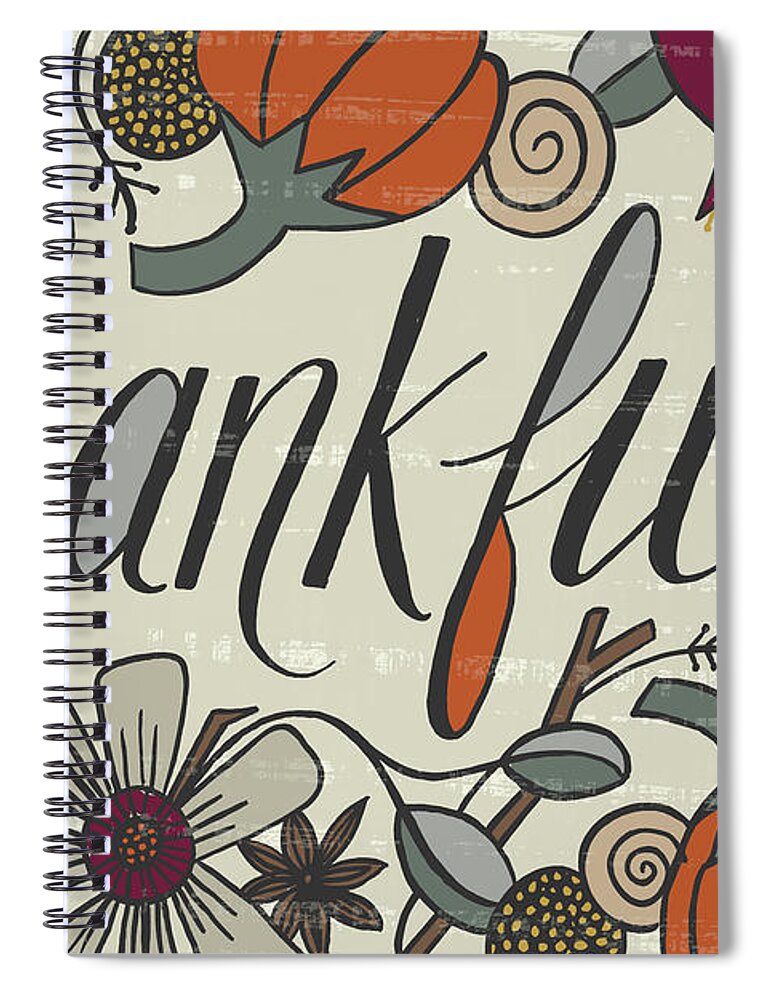Harvest Spiral Notebook featuring the painting Thankful Fall Art Cream Background by Jen Montgomery
