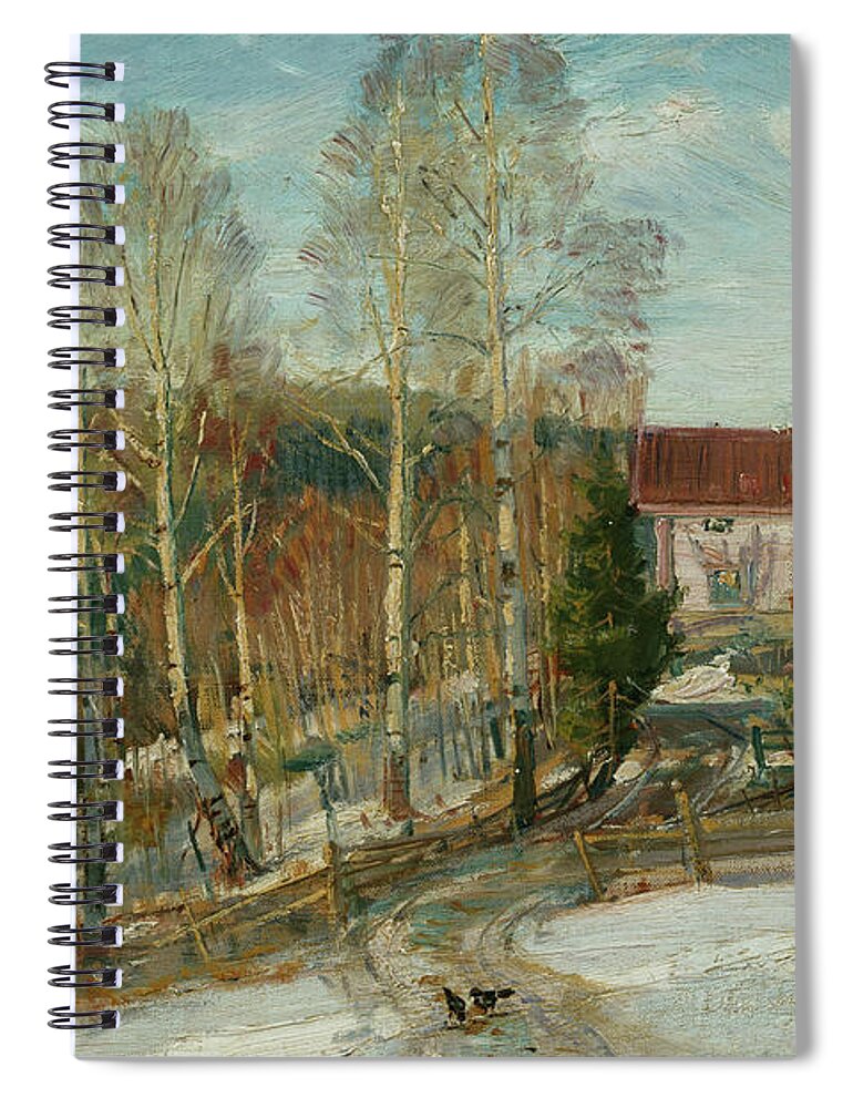 Landscape Spiral Notebook featuring the painting Thaw in Askim by O Vaering
