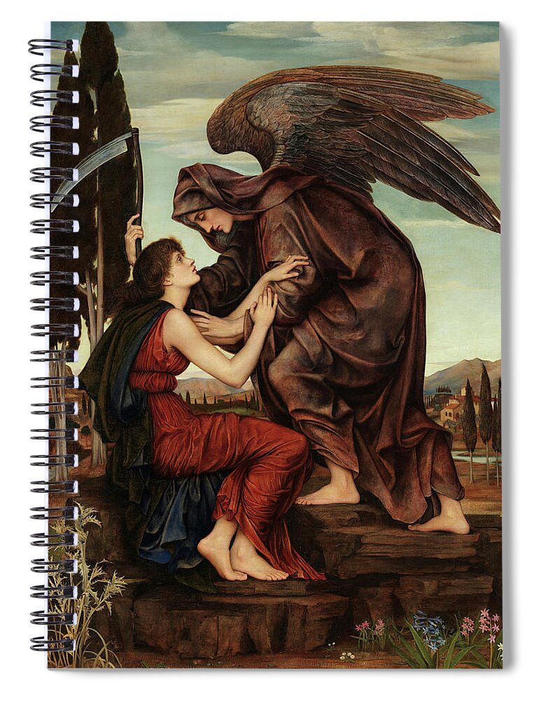 Evelyn De Morgan Spiral Notebook featuring the painting The Angel of Death, 1880 by Evelyn De Morgan