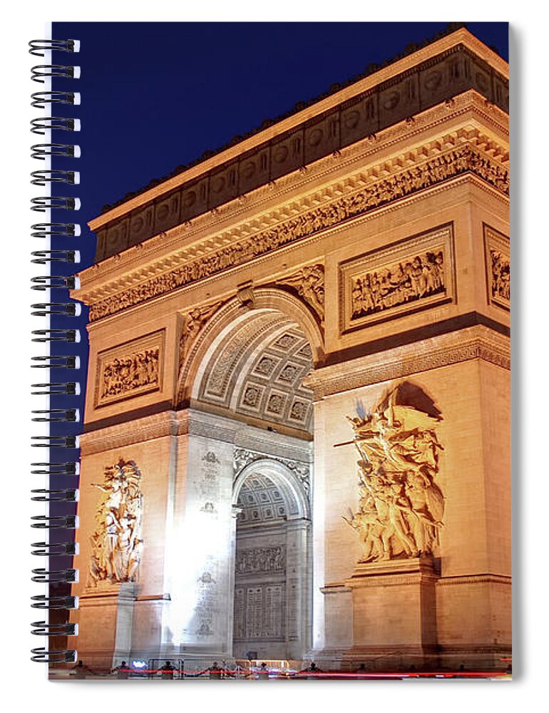 Arch Spiral Notebook featuring the photograph The Arc De Triomphe by David Min