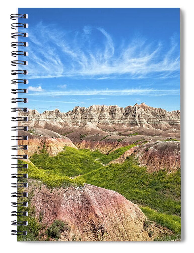 South Dakota Spiral Notebook featuring the photograph The Badlands Loop by Chris Spencer