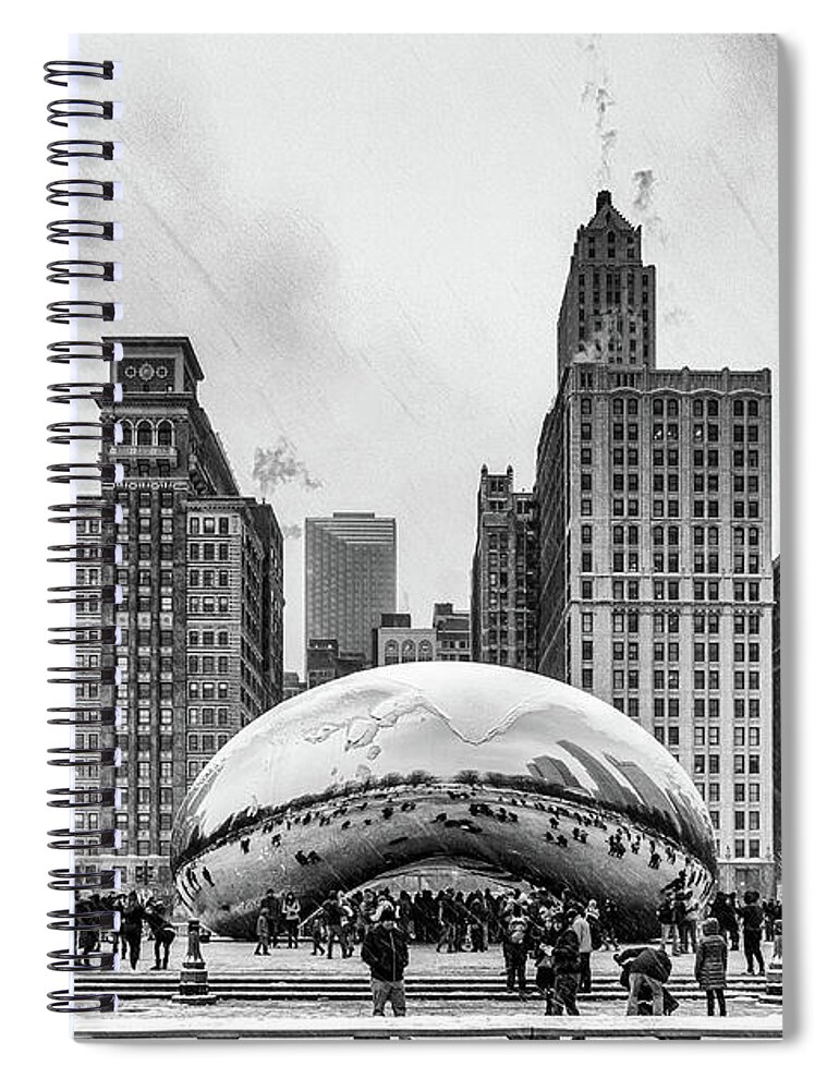 Chicago Spiral Notebook featuring the photograph The Bean black and white by Framing Places