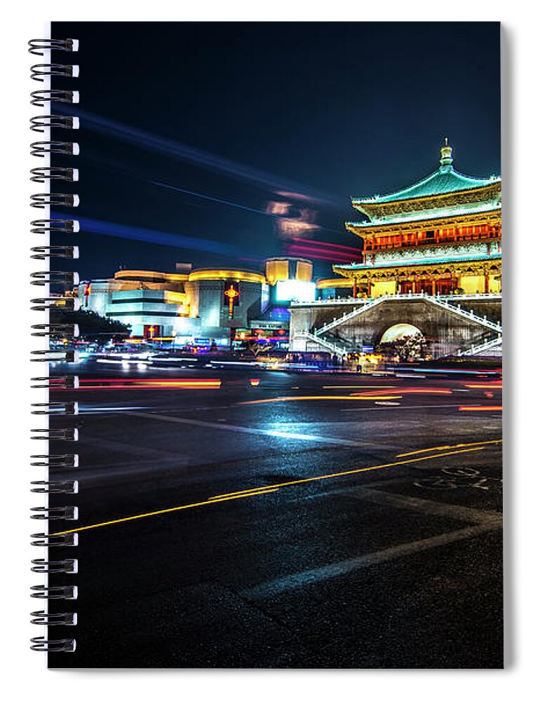 Built Structure Spiral Notebook featuring the photograph The Bell Tower Of Xian by Nutexzles