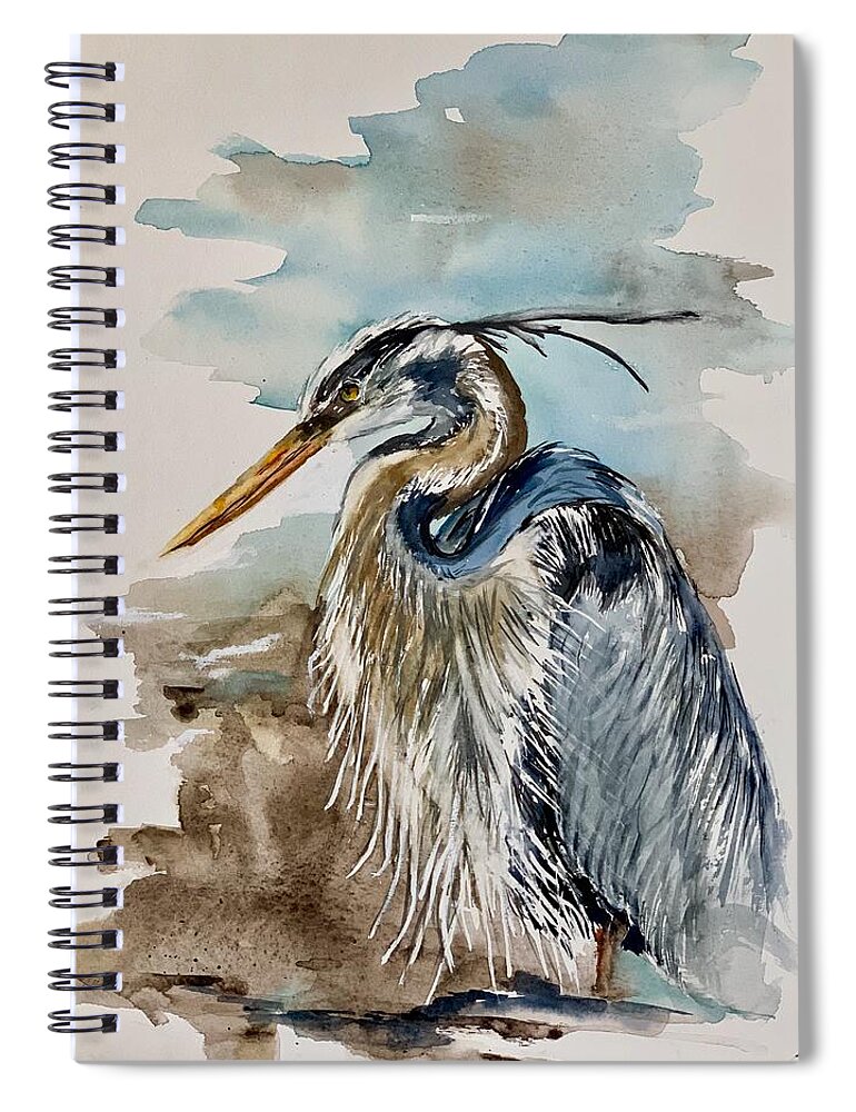  Spiral Notebook featuring the painting The bird by Diane Ziemski