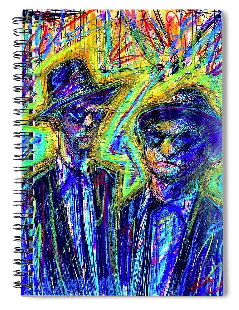  Spiral Notebook featuring the mixed media The Blues Brothers by David Weinholtz