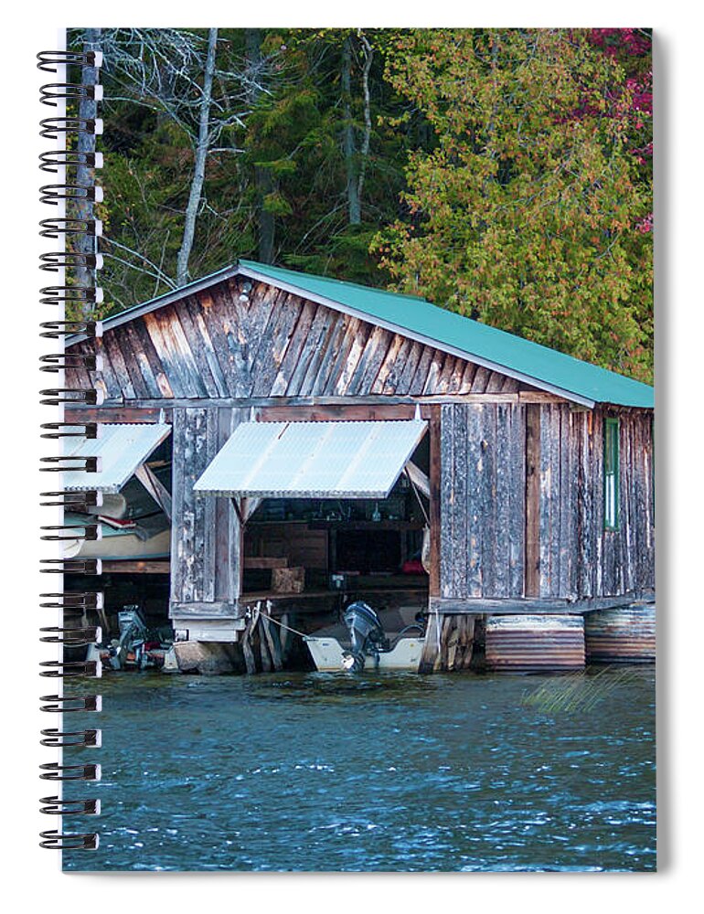 New York Spiral Notebook featuring the photograph The Boathouse by Stewart Helberg