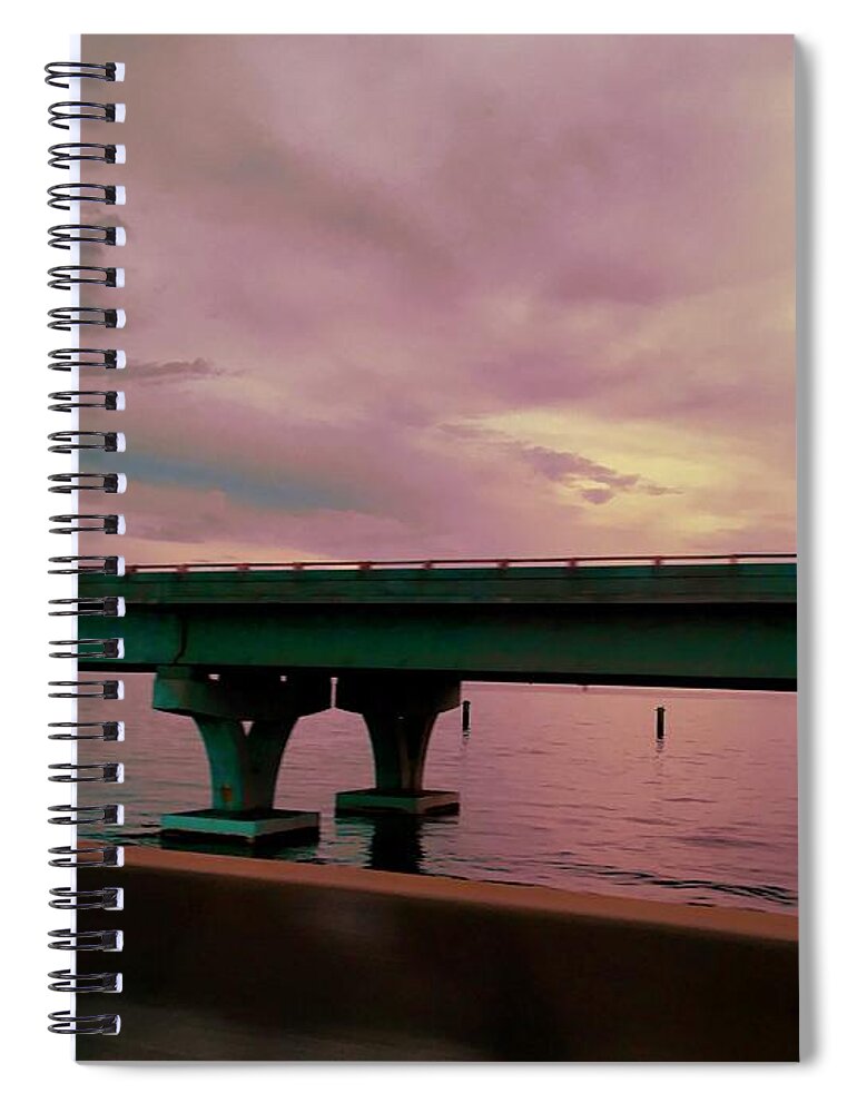 Bridge Spiral Notebook featuring the photograph The Bridge is Out by Debra Grace Addison