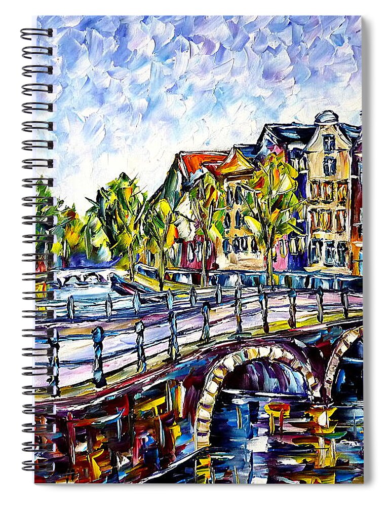 Beautiful Amsterdam Spiral Notebook featuring the painting The Canals Of Amsterdam by Mirek Kuzniar